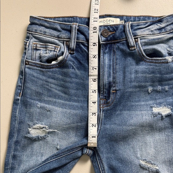 Hidden Light Wash Distressed Straight-Leg Jeans - Picture 11 of 16